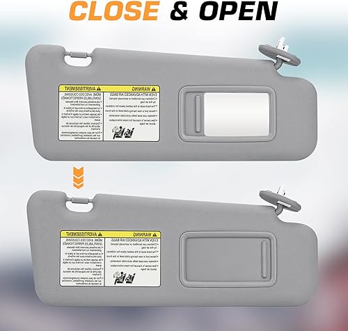 Miniatura 7 de TadaMark Visera solar derecha del lado del pasajero para Toyota Highlander 2008 2009 2010 2011 2012 2013 gris con luz de repuesto # 74320-0E050-B0