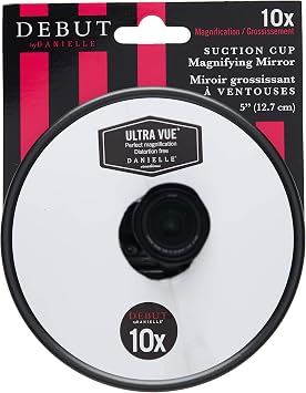 Danielle Creations 6-Inch Suction Cup Makeup Mirror, 10X Magnification, Assorted Color