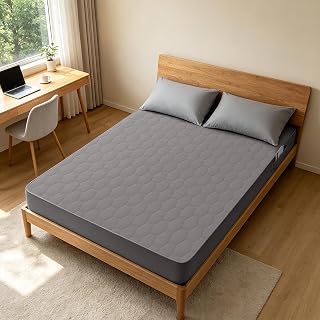 1pc Quilted Waterproof Mattress Protector with Convenient Side Pockett, Keep Daily Necessities Handy for Quick Use.Designed for College Students