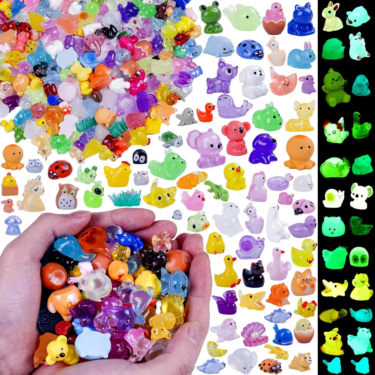 200 Pcs Mini Resin Animals Figurines Bulk,200 Styles Tiny Animals Variety Pack for Fairy Garden Landscape,Hide Crafts Decor