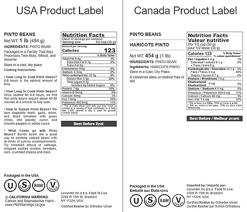 Miniatura 3 de Frijoles pintos, 1 libra  Secos, germinables, veganos, kosher, semillas de Frijol a granel. Buena fuente de proteínas, folato, cobre, tiamina. Bajo