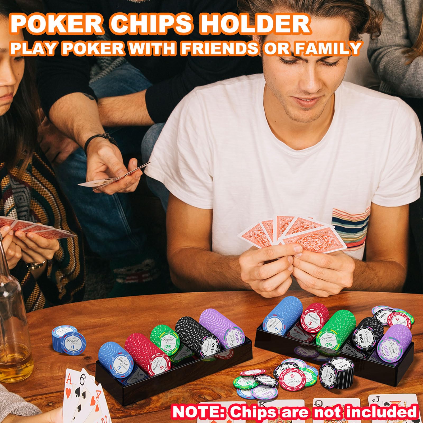 Cosmos Pokerchip-Halter, Acryl, für Poker-Chips, Aufbewahrung, Vitrine, jeweils für 100 Chips, Pokertisch, Händler, für Zuhause, Party, Club, 2 Stück