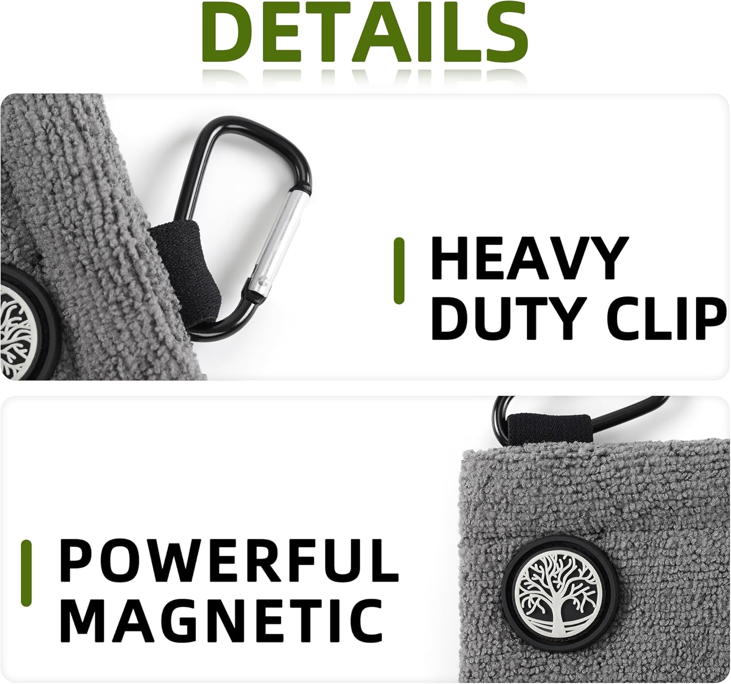 Mile High Life Golf Towel, Compact Pocket Size Golf Towels with Magnetic Clip & Carabiner, Super Absorbent, Perfect for Cleaning Golf Balls, Premium Golf Ball Towel (Gray) - Image 6