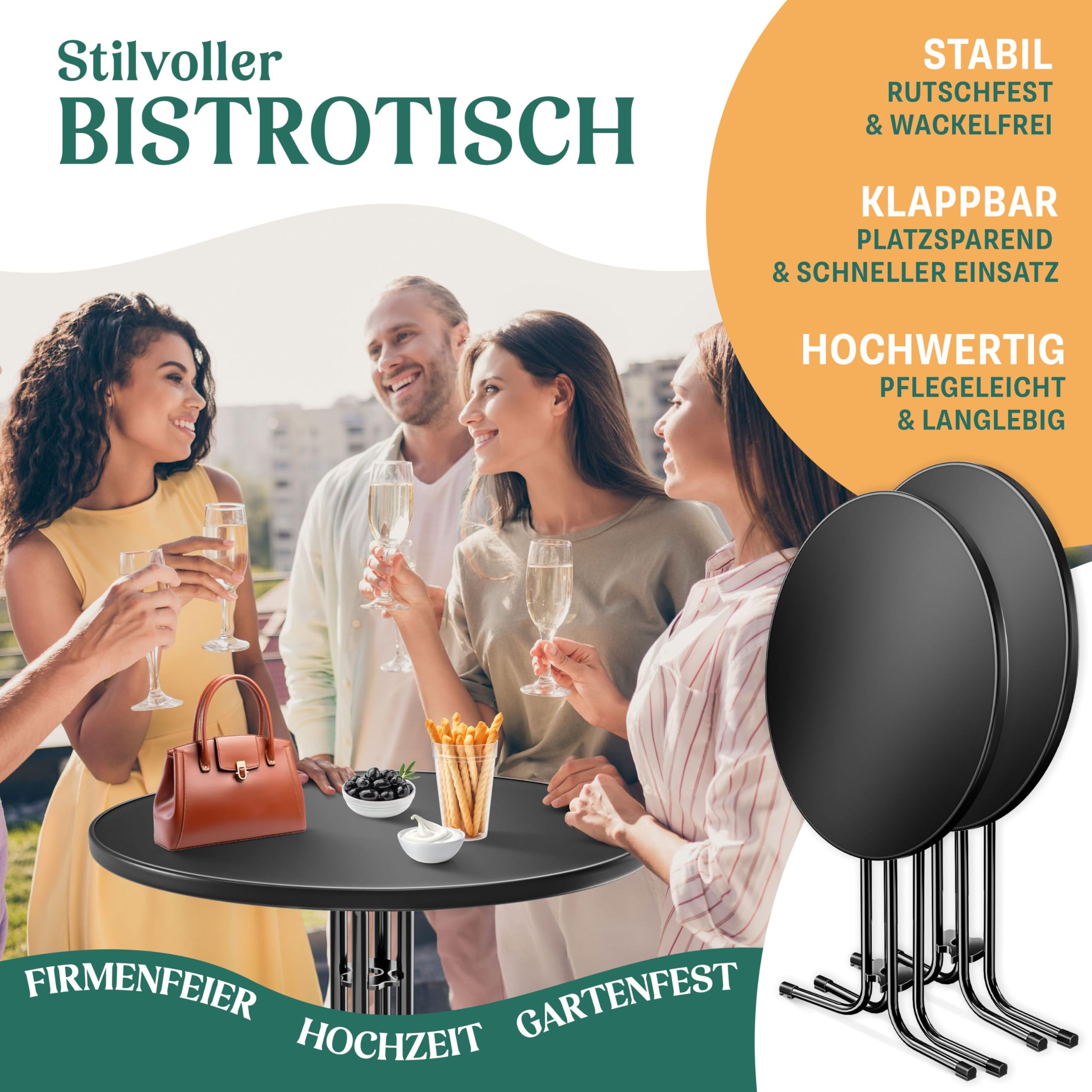 KESSER® Gastro Stehtisch klappbar Bistrotisch 2er Set | Pulverbeschichtete Edelstahlplatte | höhenverstellbare Füße | Party-Tisch Ø 70cm | In- & Outdoor | Empfangstisch mit Husse | Klapptisch Rosa