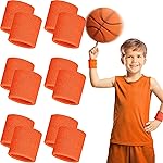 Bememo 12 Pack Wrist Sweat Bands for Women and Men, Sports Wristbands, Tennis Sweatbands, Moisture Wicking Neon Colored Wristband for Working Out, Football, Basketball(2.36 Inch,Orange)