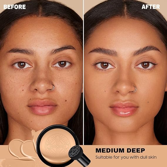 Foundation for Older Women - CC Cream Foundation Makeup, Medium Deep | Air Cushion BB Cream Concealer Full Coverage Moisturizing Concealer Brighten Long-lasting, Tattoo Cover up Makeup Waterproof