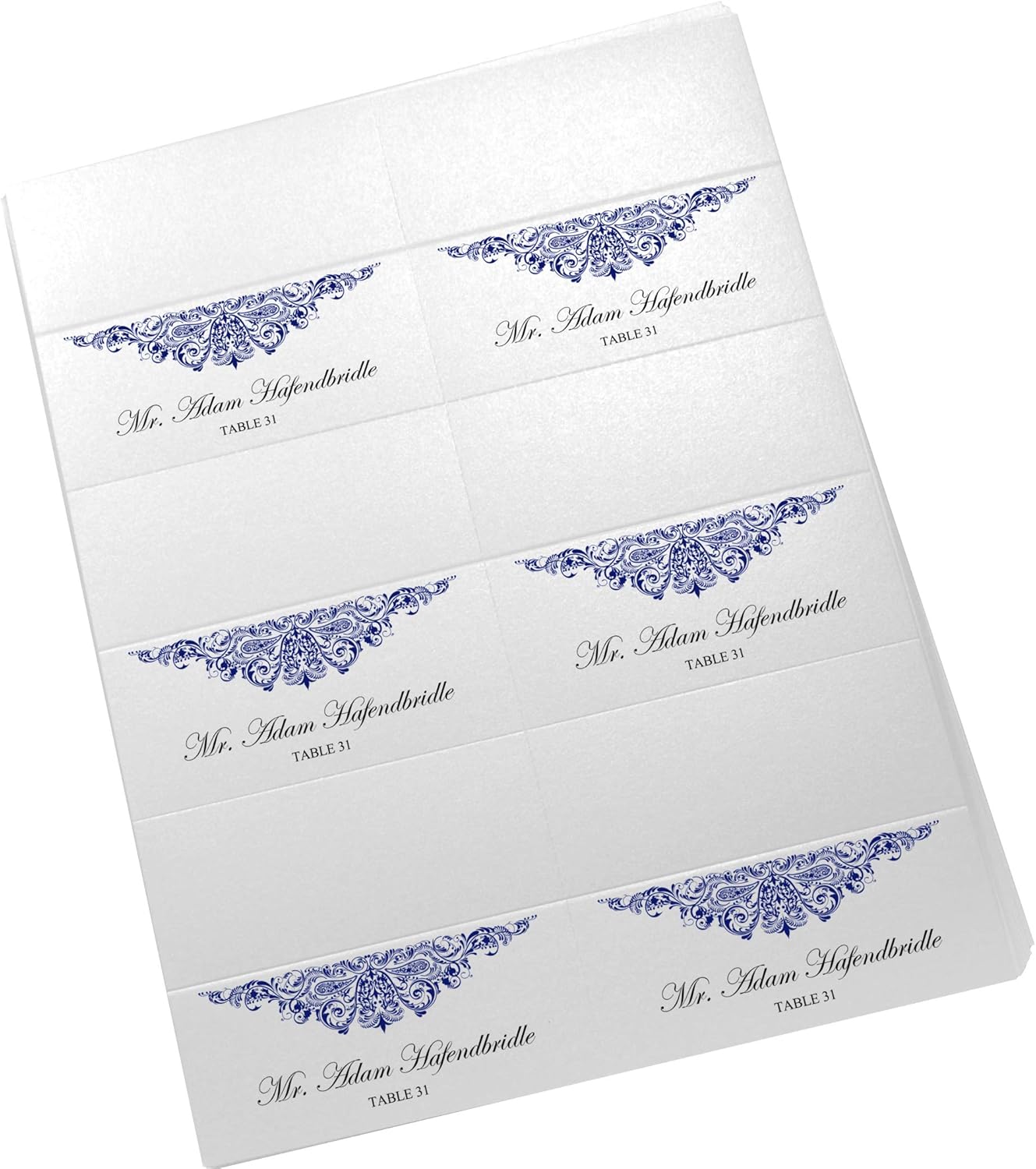 Paisley Printable Place Cards, Navy (Choose Color), Set of 150 (25 Sheets), Laser & Inkjet Printers - Wedding, Party, Dinner, and Special Events - Made in the USA