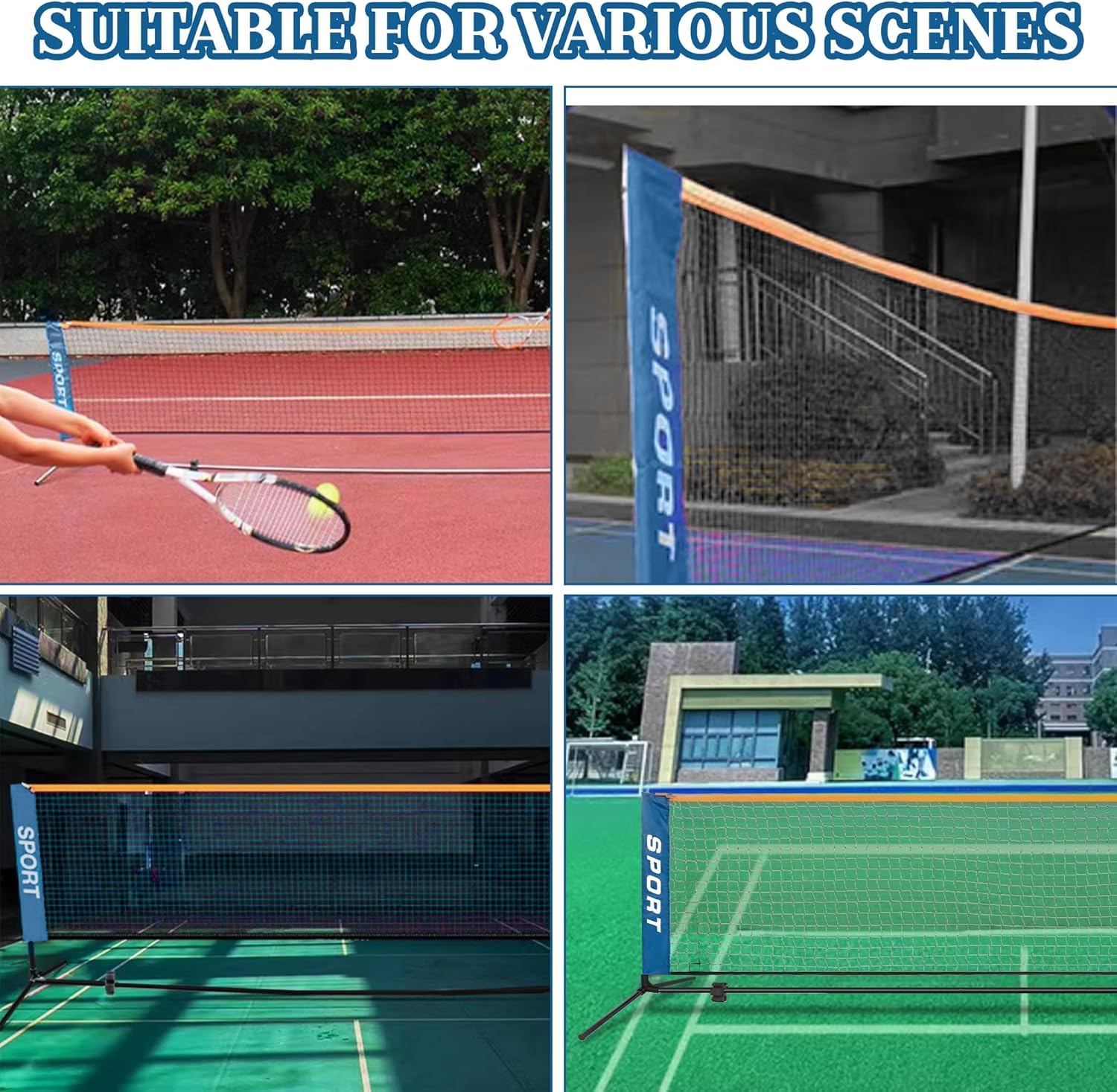 AKOZLIN Red de entrenamiento de tenis plegable de 10 pies (3 m), red de tenis ligera y portátil para niños, fácil de colocar con bolsa de transporte, para patio trasero, jardín, campo de ejercicio,