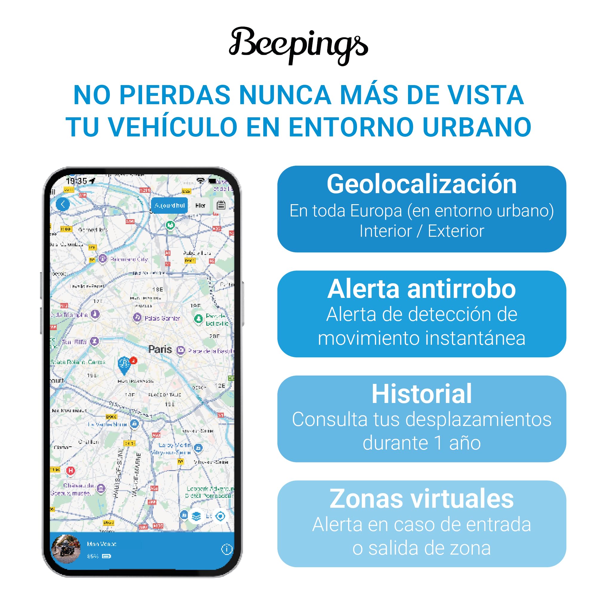Rastreador GPS Zen S, No Inhibible, 1 Año de Suscripción Incluido, Bolso, Patinete, Moto, Coche, Alertas Antirrobo, hasta 6 Meses de Batería, Sin Tarjeta SIM - Impermeable, Ideal en entornos urbanos
