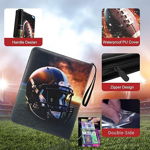 Miniatura 2 de YDEPLVEO Carpeta de tarjetas de fútbol de 900 bolsillos con mangas, multicolor, 9 bolsillos con 50 fundas extraíbles con cremallera, carpeta de