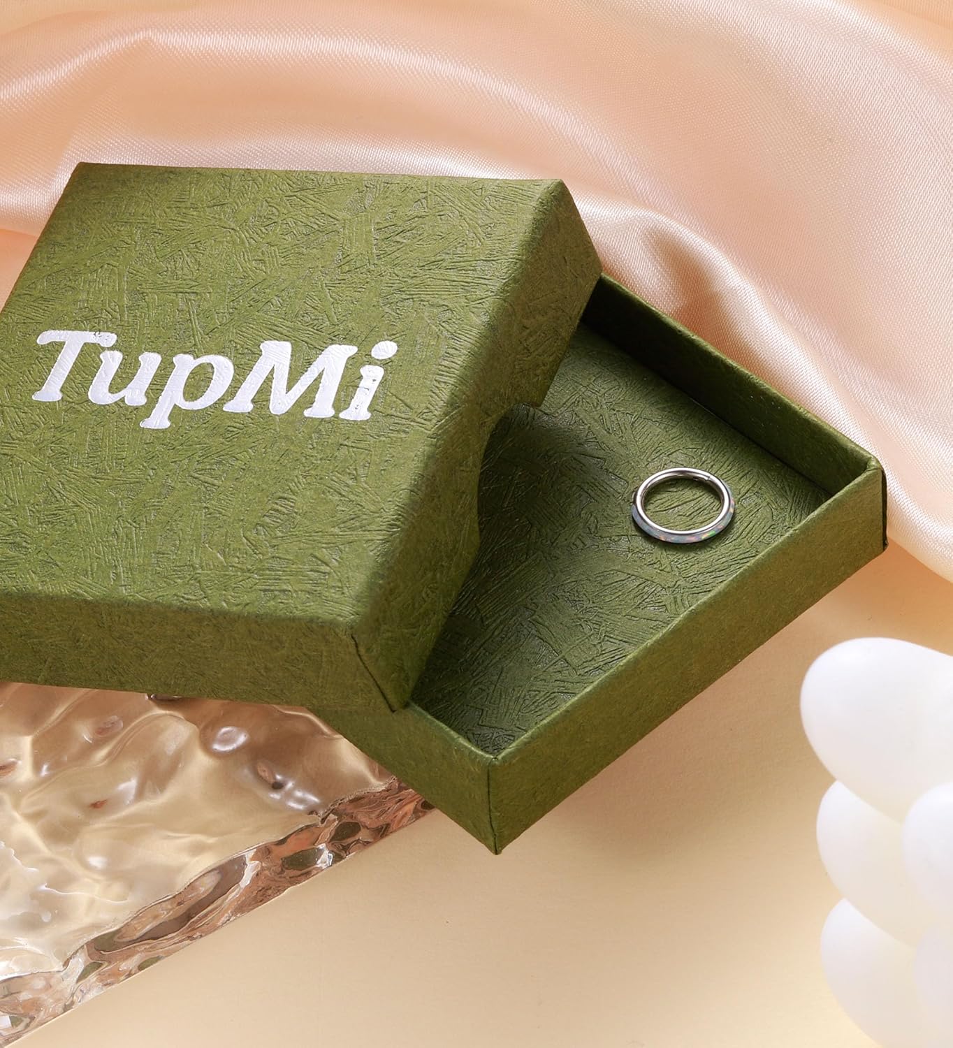 Opal Septum Ring 16G 18G 20G Hinged Hoop Ring for Women Stainless Steel Opal Nose Ring Hoop Septum Piercing Clicker Ring Cartilage Tragus Helix Earrings Conch Piercing Jewelry - Image 6