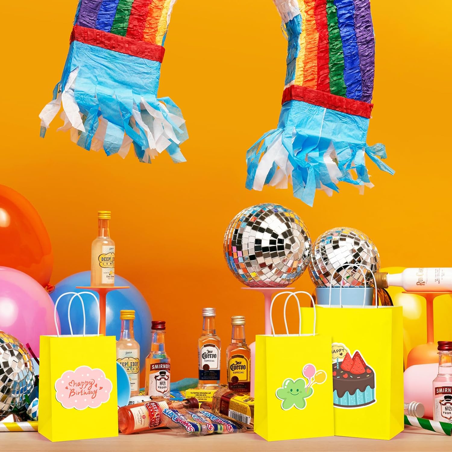 BagDream 5.25x3x8 Inch 100Pcs Yellow Gift Bags with Handles Small Kraft Paper Bags Bulk for Welcome Party Favors, Baby Shower, Goody, Treat, Retail, Grocery Paper Sacks - Image 6