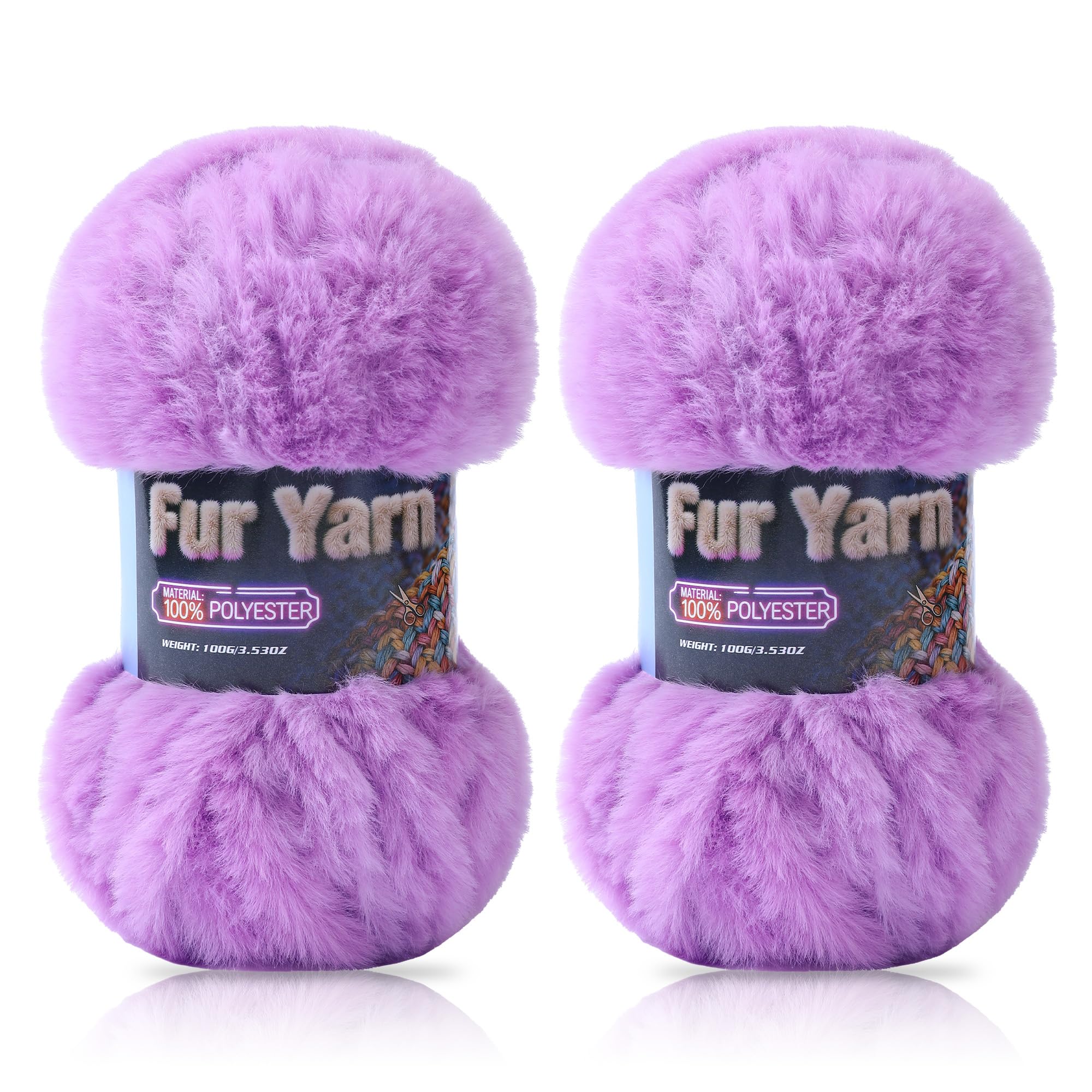 Faux Fur Yarn Soft Fluffy for Crocheting - 2 Skeins(Each 3.5oz/100g, 71yd/65m) - Chunky & Fluffy Yarn for Crochet Amigurumi, Blankets, Hand Knitting, Scarves &Crafts (2, Beige) — view 10