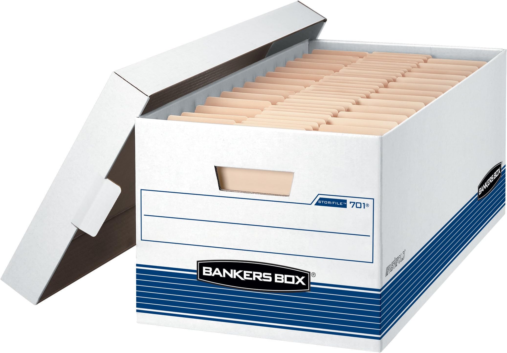 Bankers Box 4-Pack Medium Duty File Storage Boxes with Lids, FastFold Assembly, 24 Inch Letter, STOR/FILE, (0070104)