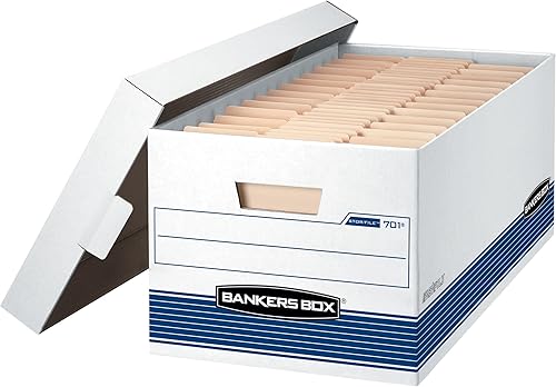 Miniatura 5 de Bankers Box R-KIVE Cajas de almacenamiento resistentes, FastFod, tapa abatible, cartalegal, caja de 12 y 00701 cajas de almacenamiento de alta