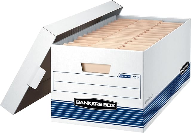 Bankers Box 00701 Store/File Medium-Duty Storage Boxes with Lift-Off Lid, Letter, 12 Pack (00701)