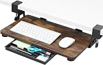 ETHU Petit plateau de clavier sous le bureau 19.7" X 11.81" Petit tiroir de clavier de taille avec montage à pince C Facile à installer, Tirer le support de clavier d'ordinateur coulissant (noir)
