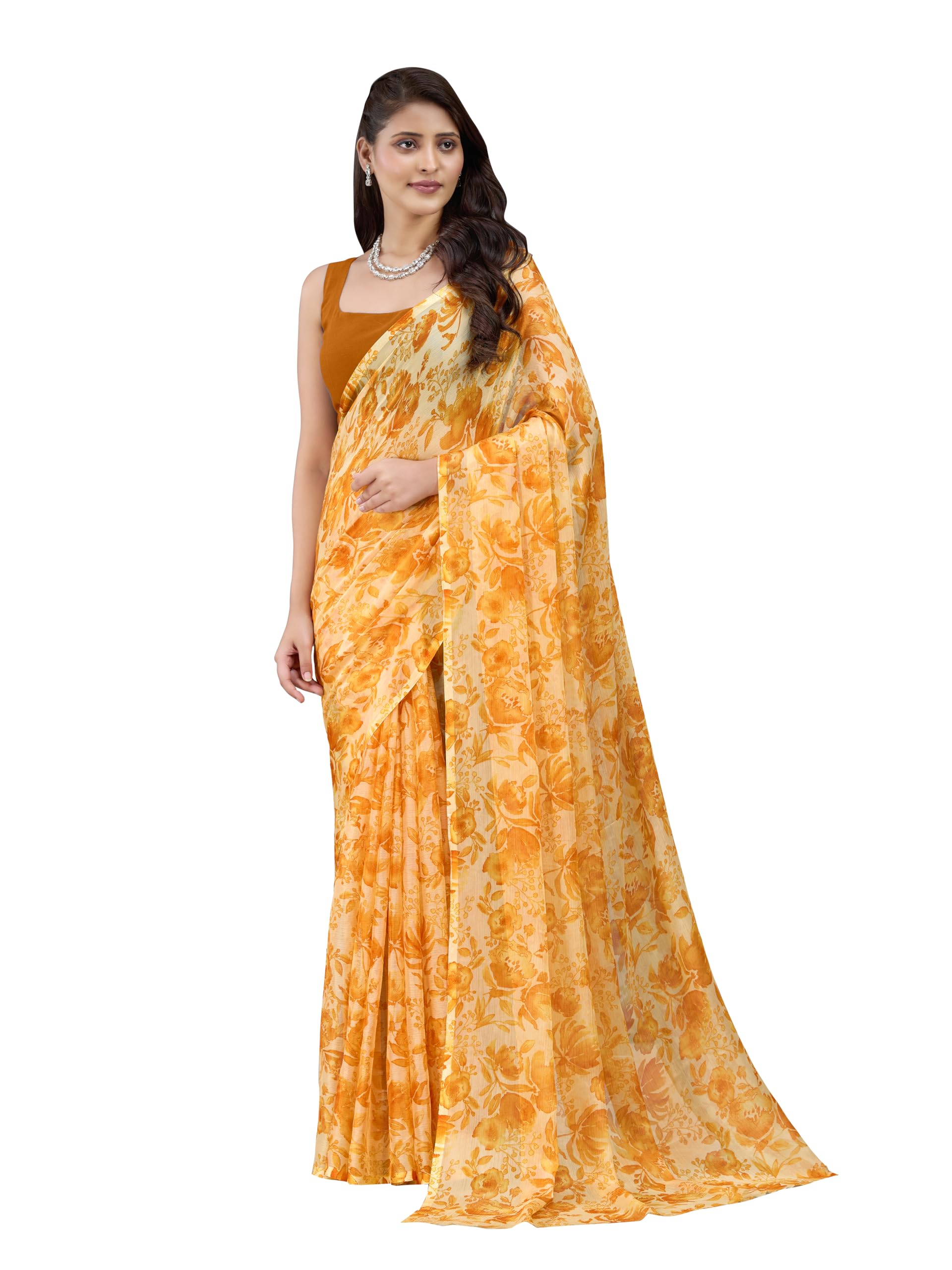 garden vareli Nara Chiffon All-Over Floral Print Saree-picture-11