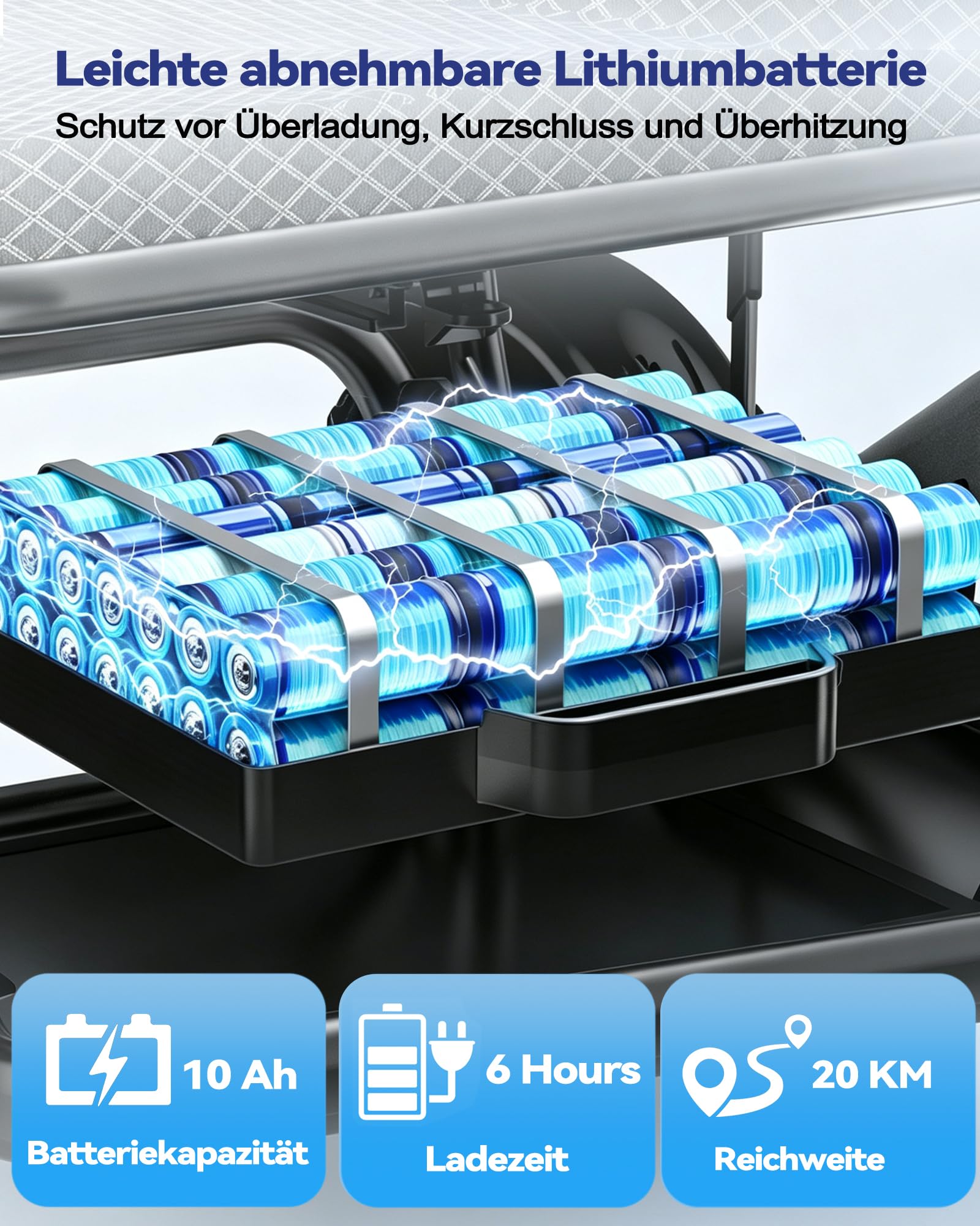 Elektrorollstuhl Faltbar Leicht, Elektrischer Rollstuhl, Tragbarer Elektro-Rollstuhl Mit 20km Reichweite, 120kg Tragkraft, Senioren Erwachsene Behinderte, Indoor Outdoor MobilitäTshilfe