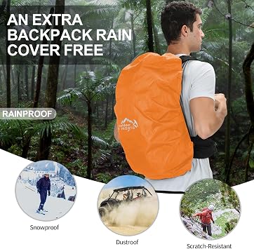 IX INOXTO Hiking Backpack, 26L/40L Waterproof Hiking Daypack with 3L Water Bladder and Rain Cover, Lightweight Travel Camping Backpack for Men Women (Black)