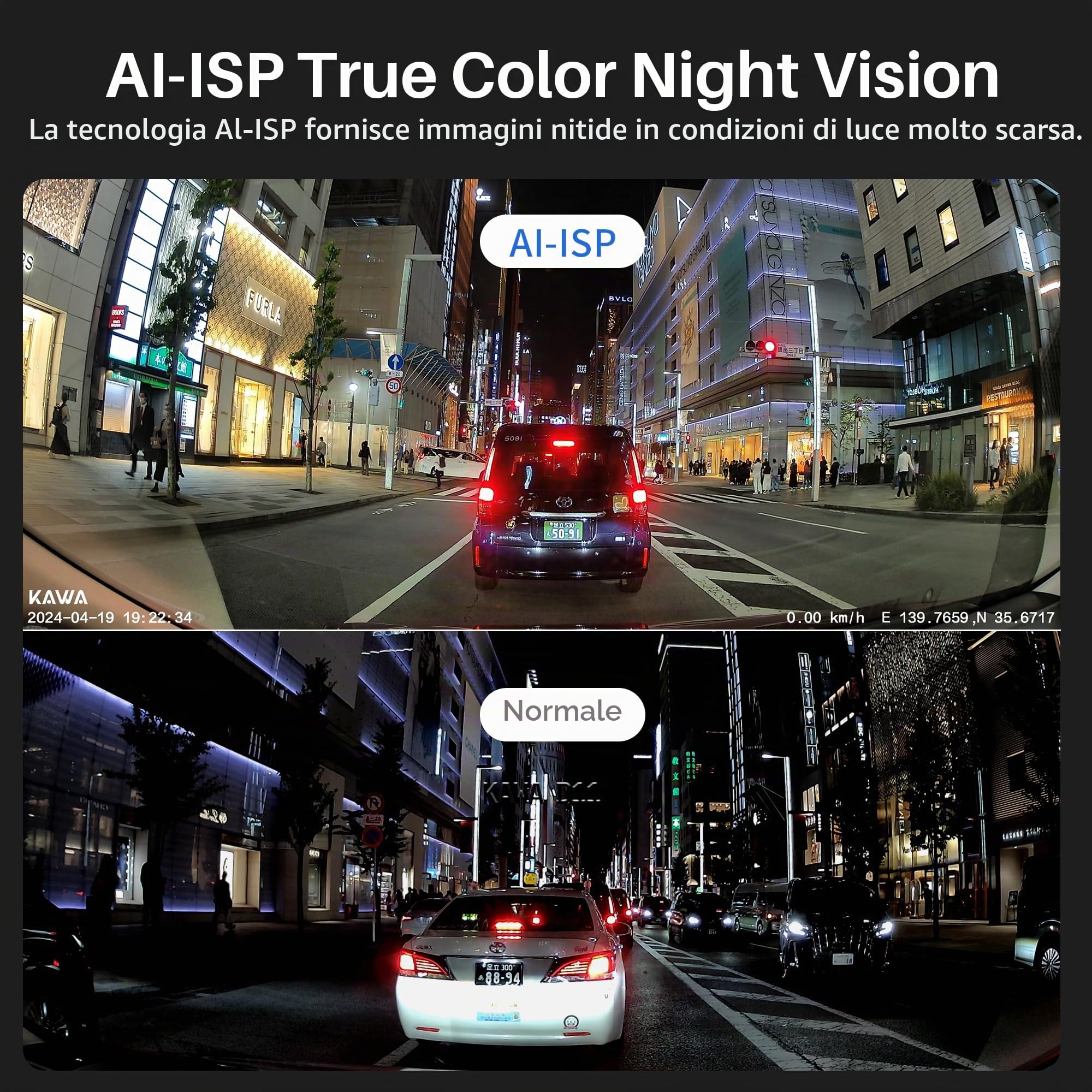 Dash Cam Auto 4K Anteriore e Posteriore, Visione Notturna True Color, Schermo IPS 3,16”, WiFi GPS Integrato, Monitoraggio Parcheggio 24H, Rilevamento AI, Pre-Registrazione, Registrazione in Loop, D11