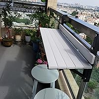 Vista 1 de Mesa de barandilla de balcón, mesa de riel plegable, mesa colgante multifuncional para uso en interiores y exteriores (blanco)