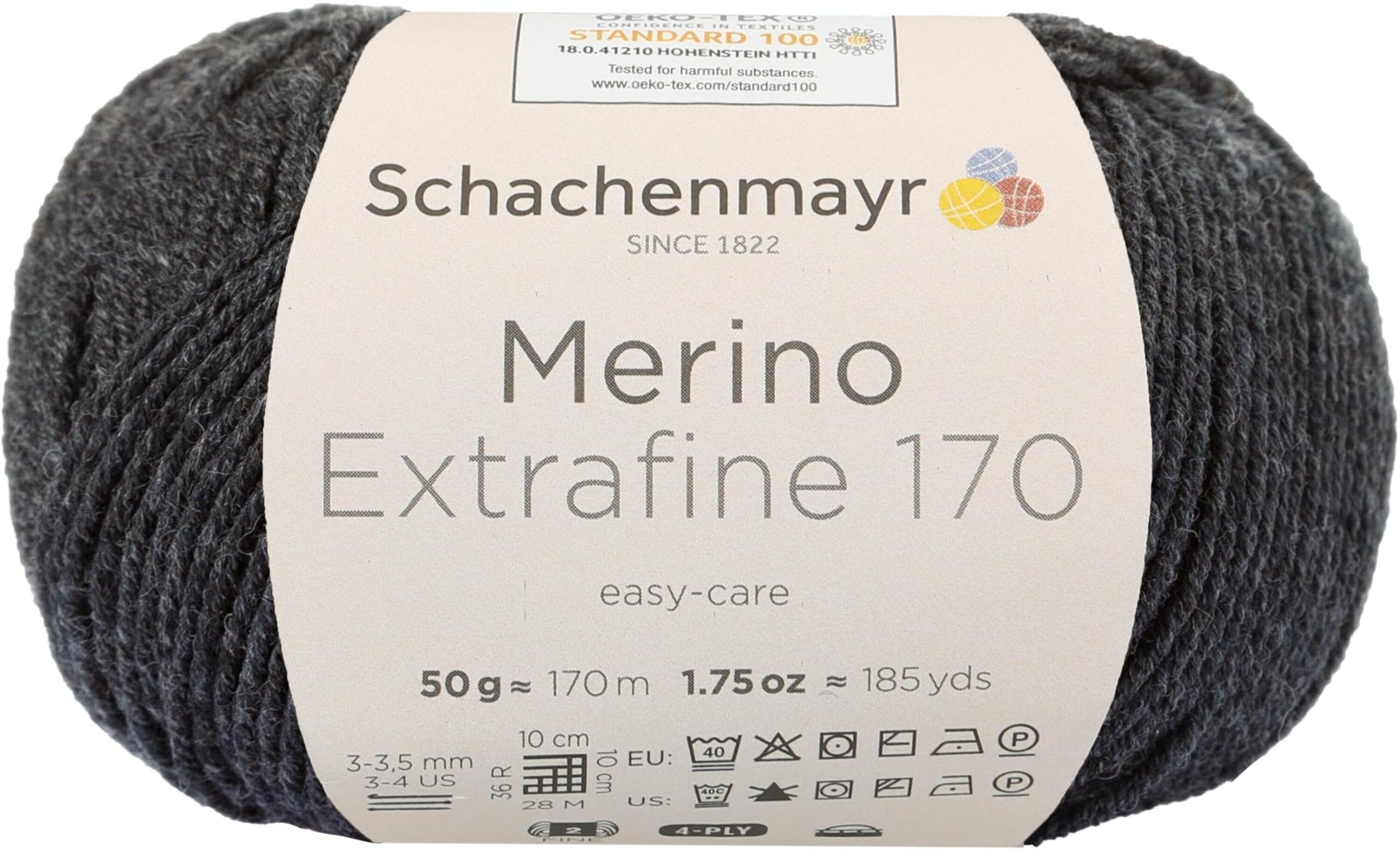 Schachenmayr Handstrickgarn Merino Extrafine 170 – Anthrazit Melier