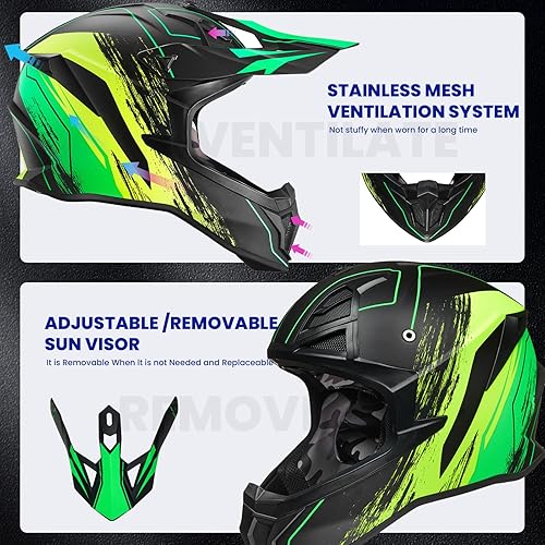 Miniatura 5 de ILM Dirtbike Fiberglass Ultra Lightweight Motocross Helmet ATV Offroad Motocicleta Casco for Men Women DOT Model-610