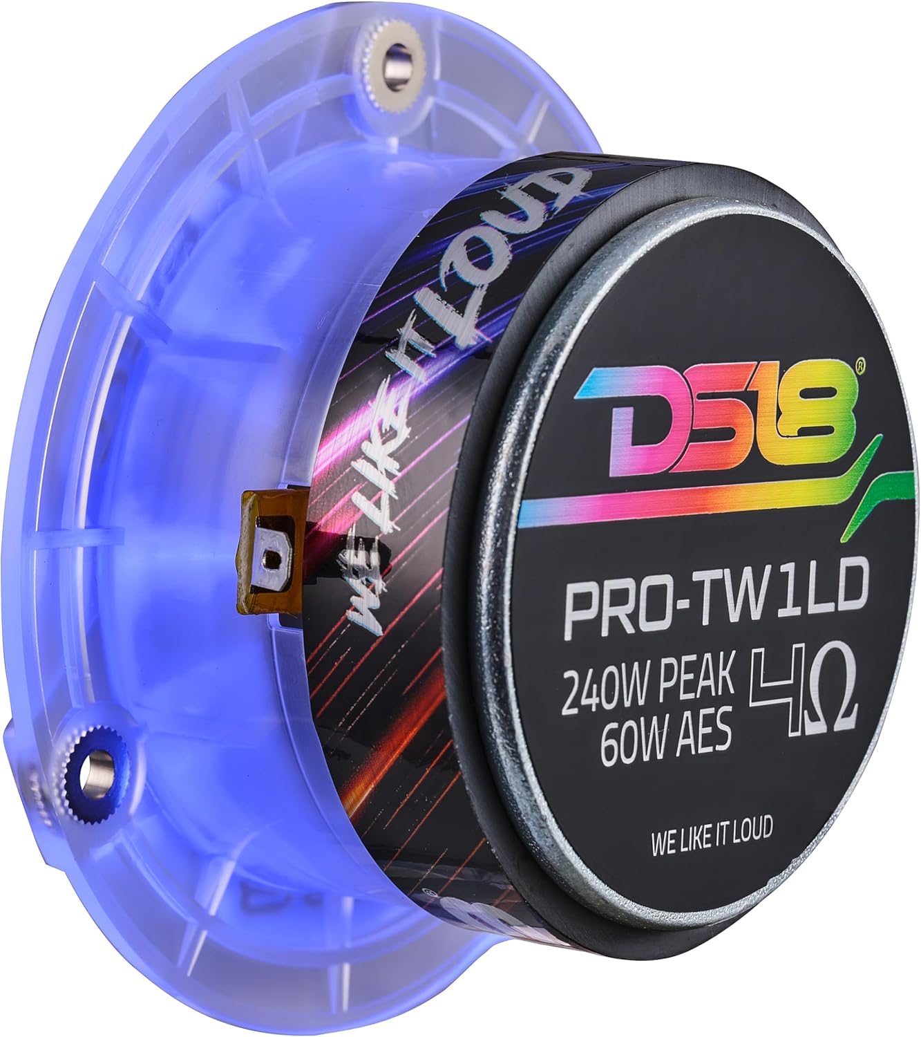 DS18 PRO-TW1LD 3.8” Super Bullet Tweeters - Pair, 1” Aluminum Voice Coil, 4 Ohm, High Compression, Digital LED Lights, High Sensitivity Pro Audio for Car Sound Systems
