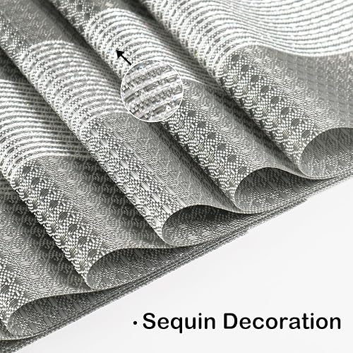 Miniatura 3 de Juego de 4 manteles individuales para mesa de comedor, manteles individuales tejidos de vinilo, lavables, resistentes al calor, fáciles de limpiar,