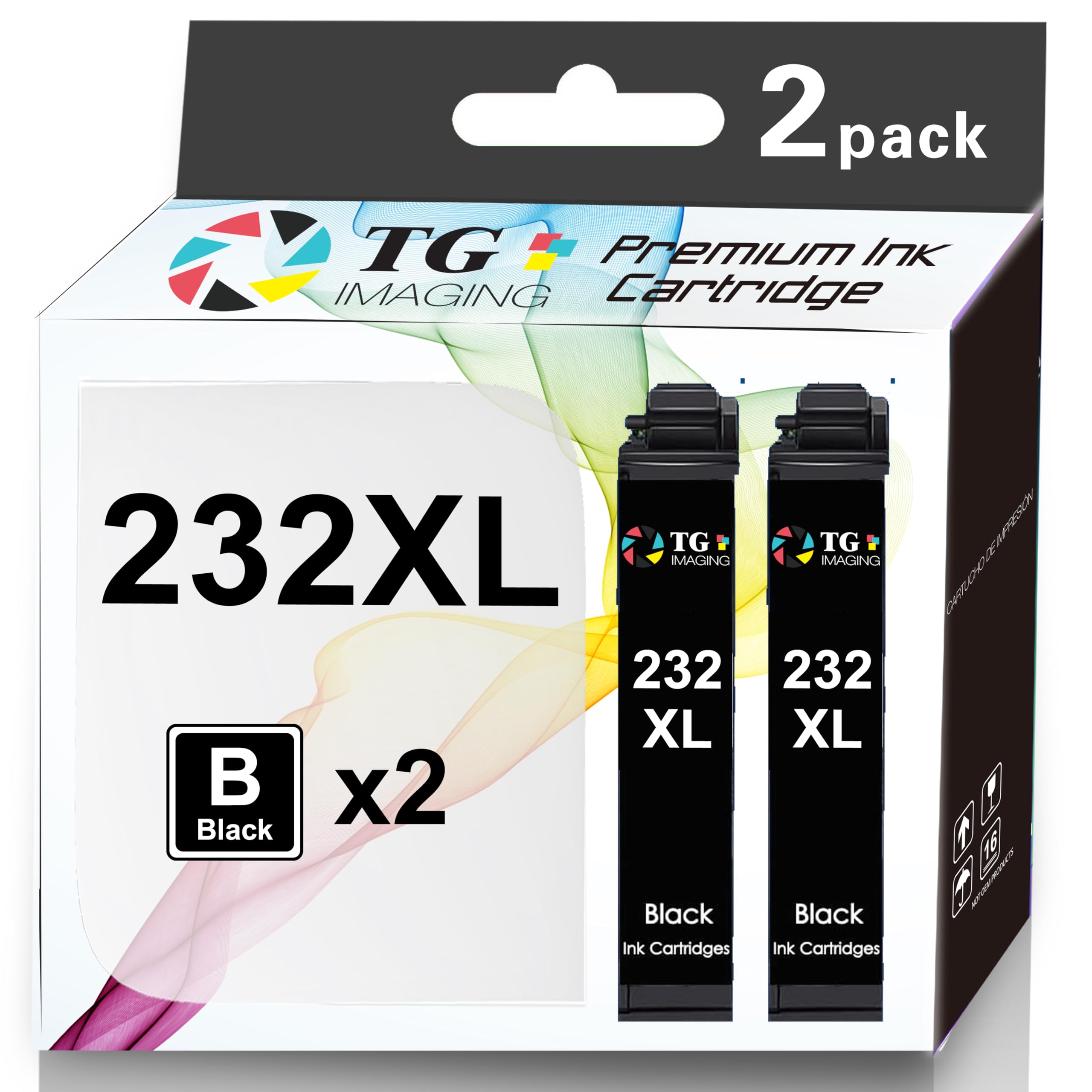 TG Imaging (Black Only) Compatible with 232 Black Ink Cartridge Replacement for Epson 232XL Ink Cartridge for Workforce WF-2930 WF-2950 Expression Home XP-4200 XP-4205 Printers (2xBlack)