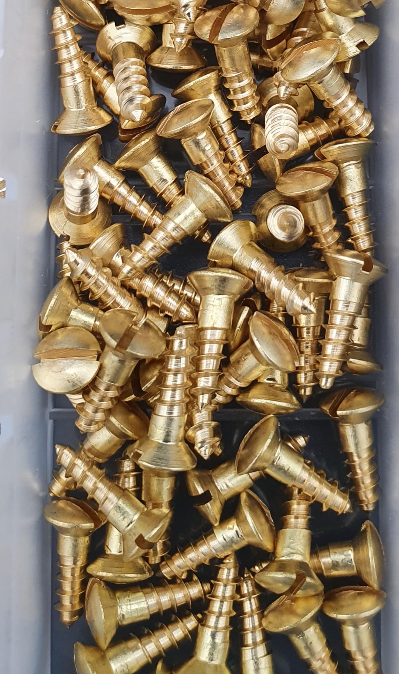 300 tlg. Set | Messing Holzschrauben Sortiment DIN 95 – Linsensenkkopf Schlitz – Messing Blank – 1,6mm & 2mm Durchmesser in praktischer Aufbewahrungsbox