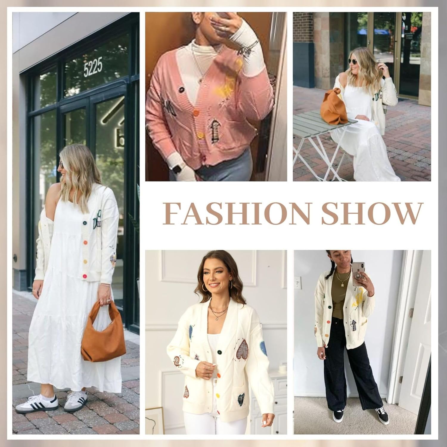 FindThy Women's Embroidered Heart Cardigan Sweater Button-Down Knitted Graphic Cardigan Coat Y2K Sweater with Pockets - Image 5