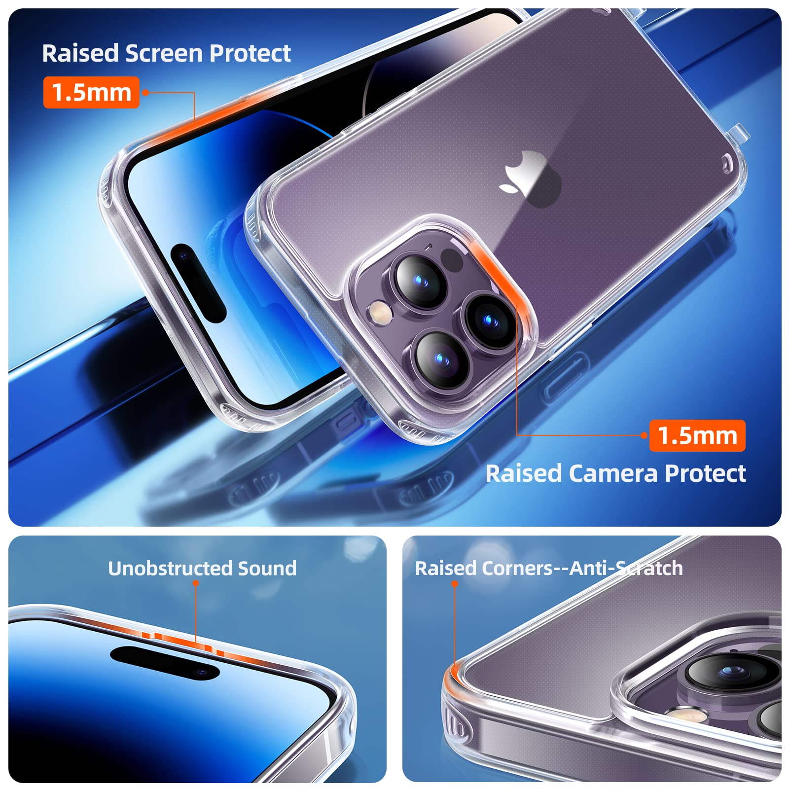 GOODVISH Cover Trasparente con Cordino per iPhone 14 Pro Max 6.7", Custodia con Regolabile Laccio Tracolla, [Antiurto] [AntiGraffio] [Antiscivolo] Case con Collana, Viola Scuro