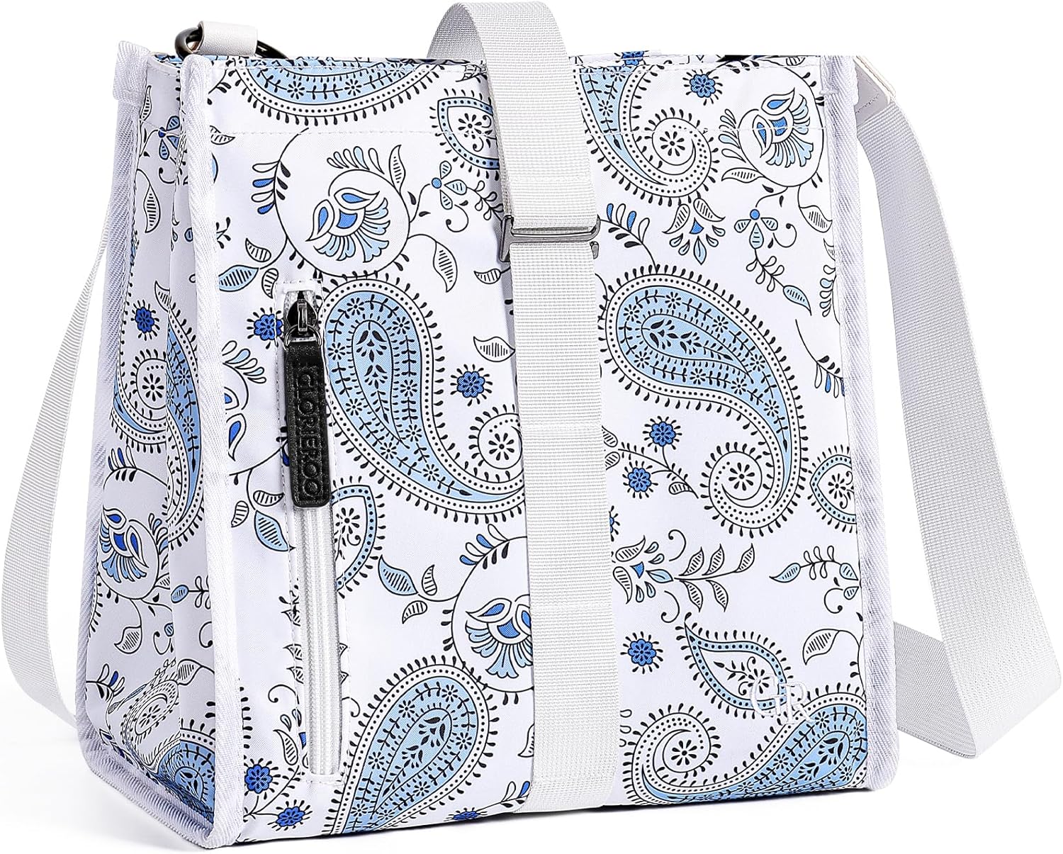 Lunch Box Bag Women - Insulated Foldable Leakproof Lightweight Reusable Cooler for Girls Kids for School Work Travel Picnic Gifts for Women 2_White Paisley