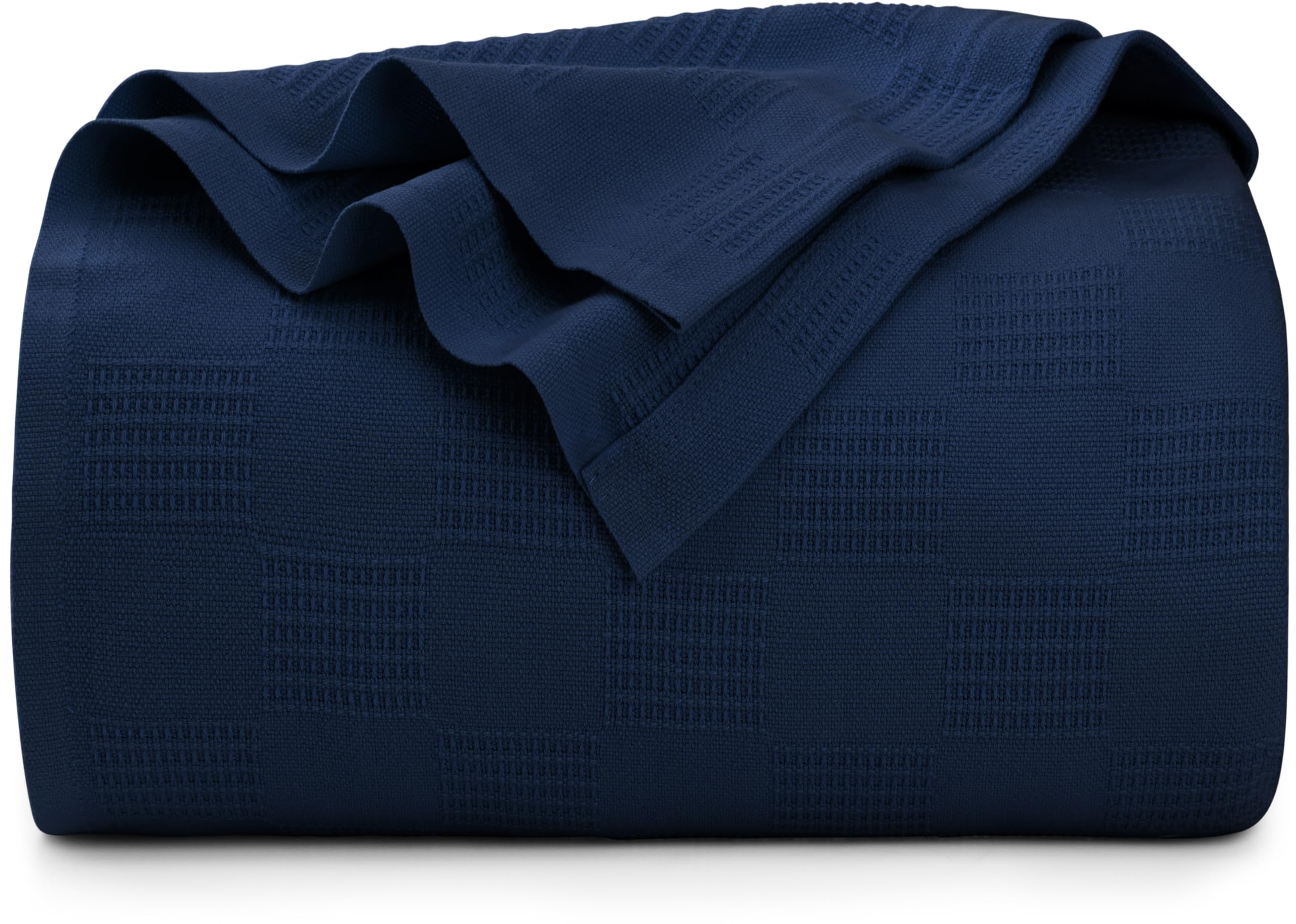 Utopia Bedding Navy 100% Cotton Blanket [Queen Size - 90x90 Inch] 350GSM Lightweight, Soft and Breathable Thermal Blanket for All Seasons