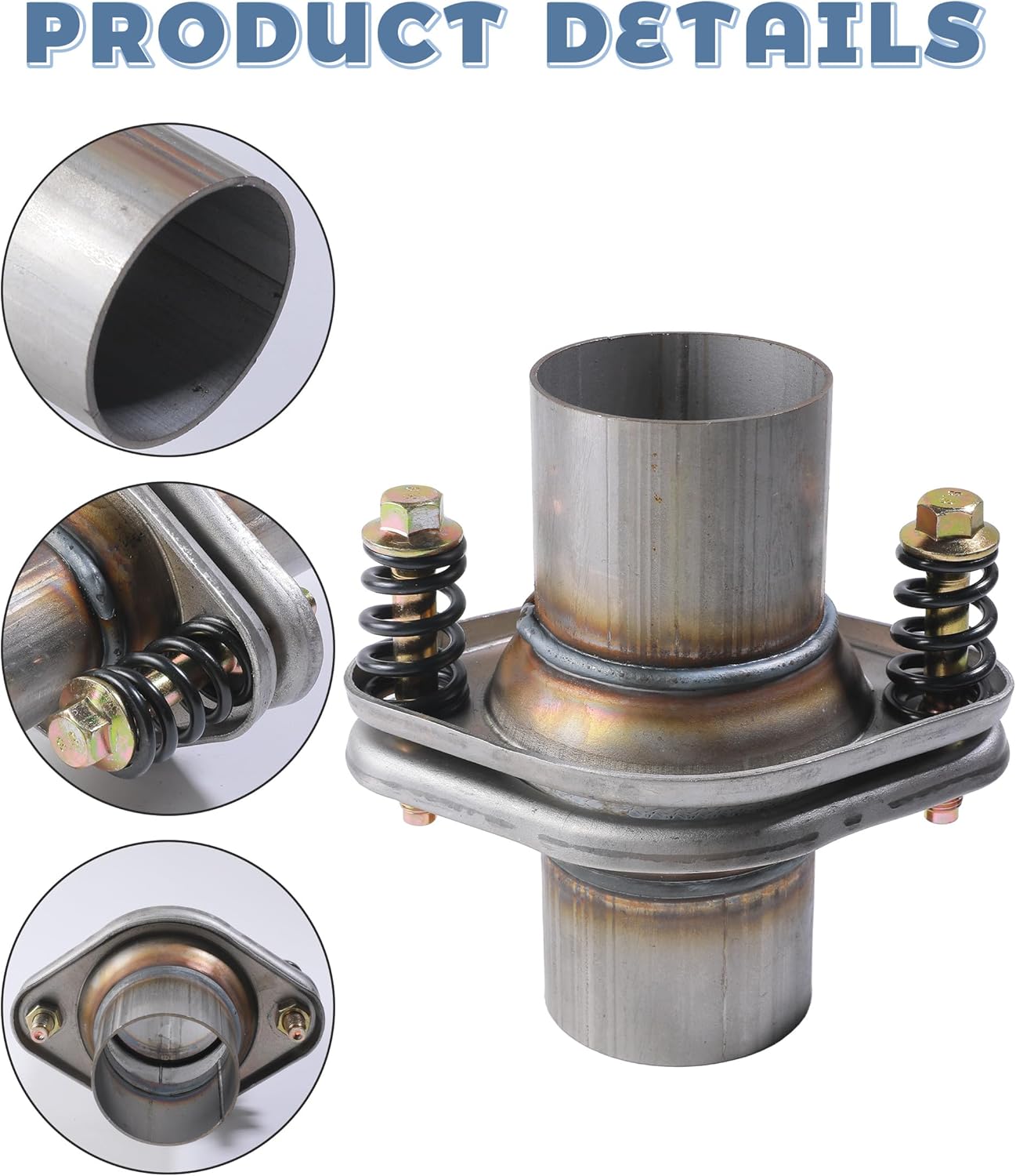 Exhaust Flange,Car Accessories,1.75" 2" 2.25" 2.5" Exhaust Flex Spring Flanges,Exhausts Flange Spring Joint with Bolt and Gasket,Automotive Replacement,Suitable for Cars Trucks SUVs (2.5")