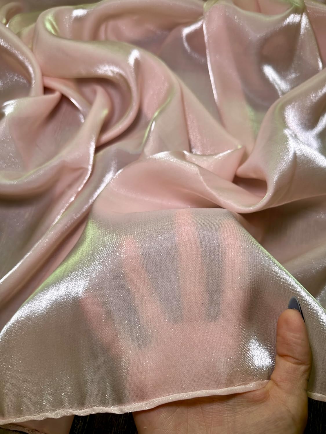 Wet Liquid Shimmery Chiffon Fabric - 100% Polyester - Dreamy Drapery Fabric - Perfect Chiffon Cloth for Formalwear, Overlays & Dance Costumes – Lightweight – 58 Inches Width (Blush Pink, 2 Yards)