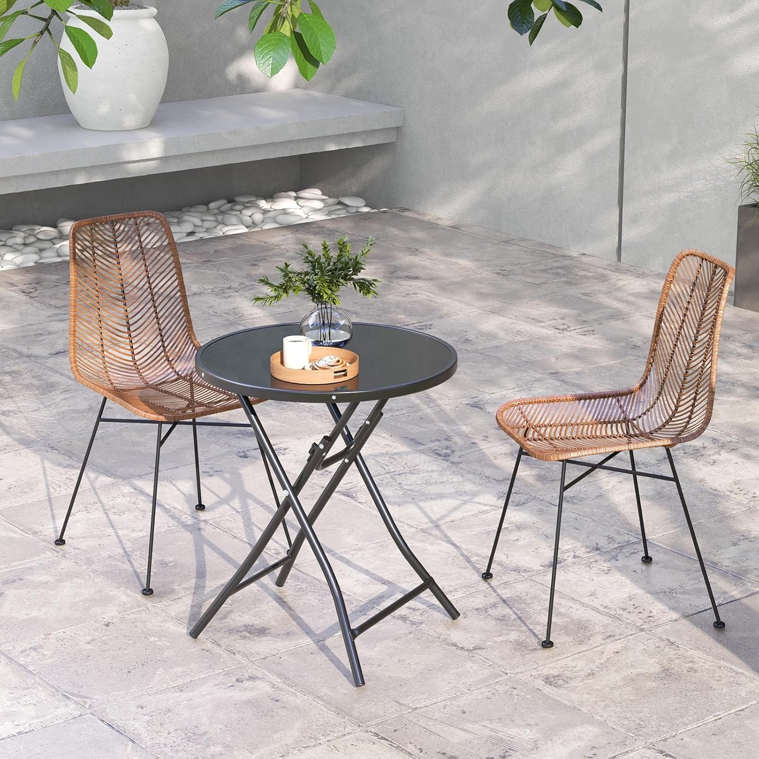 Divik Outdoor/Indoor Dining Table Tempered Glass Top - Balcony Decor, Garden Decor, Stylish Garden Accessory, Gardens Table, Outdoor Side Table for Patio (1Pcs) 2