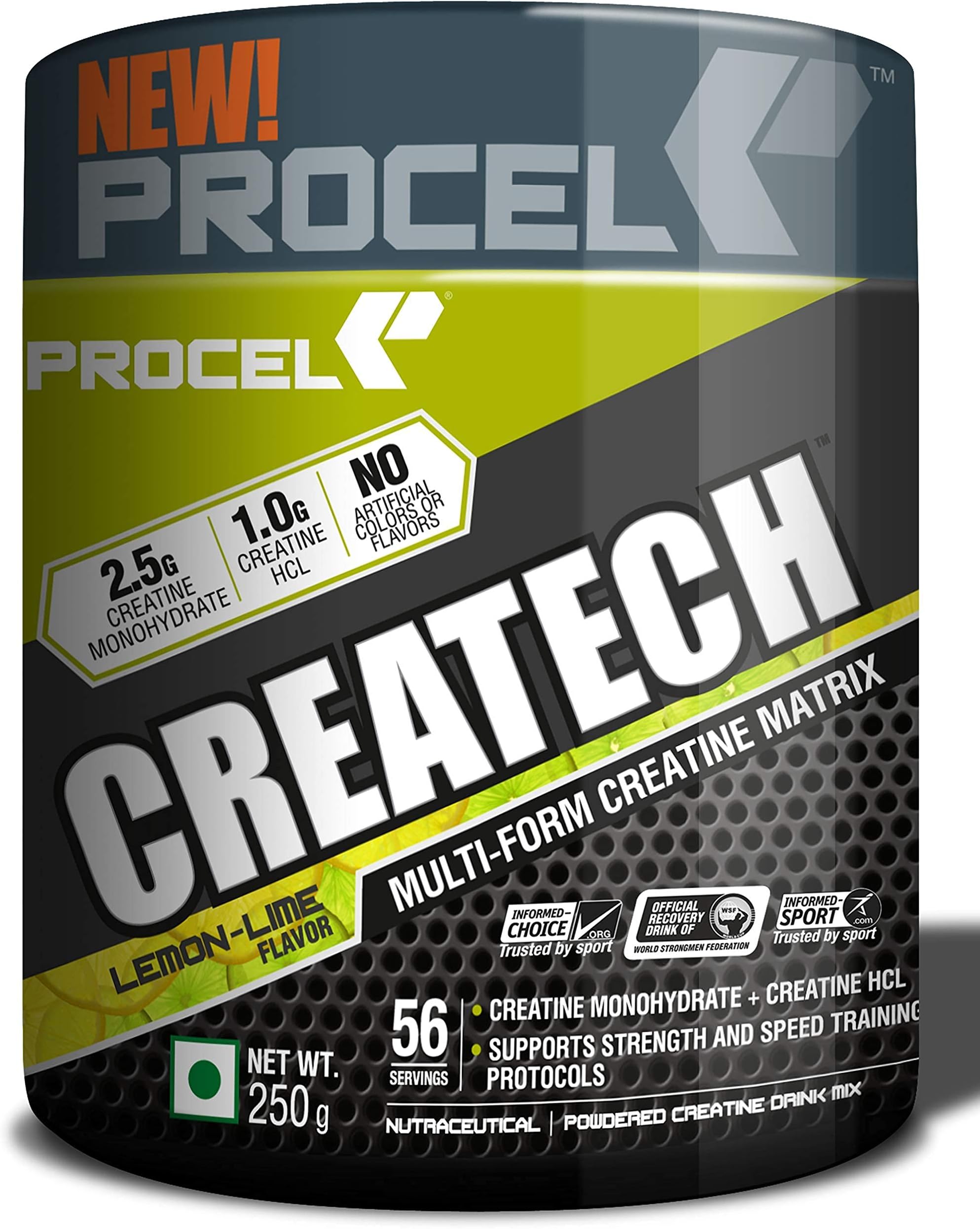 Procel (NEULIFE) CREATECHยฎ Multi-form Creatine Supplement with Creatine HCL & Creatine Monohydrate Powder 58 servings 250g (Lemon-Lime)