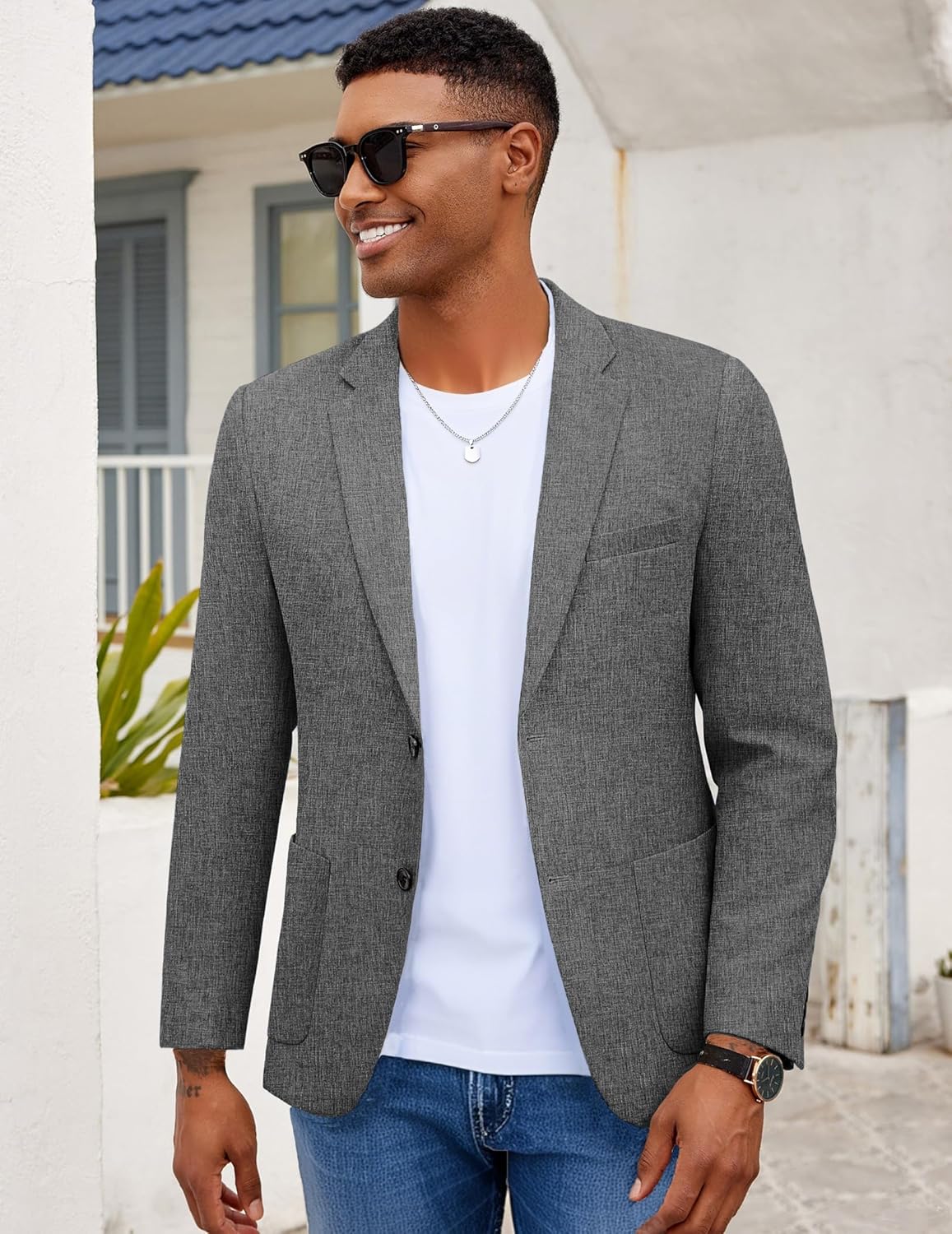 COOFANDY Mens Casual Blazer Slim Fit Sport Coat Lightweight Two Button Suit Jackets - Image 4