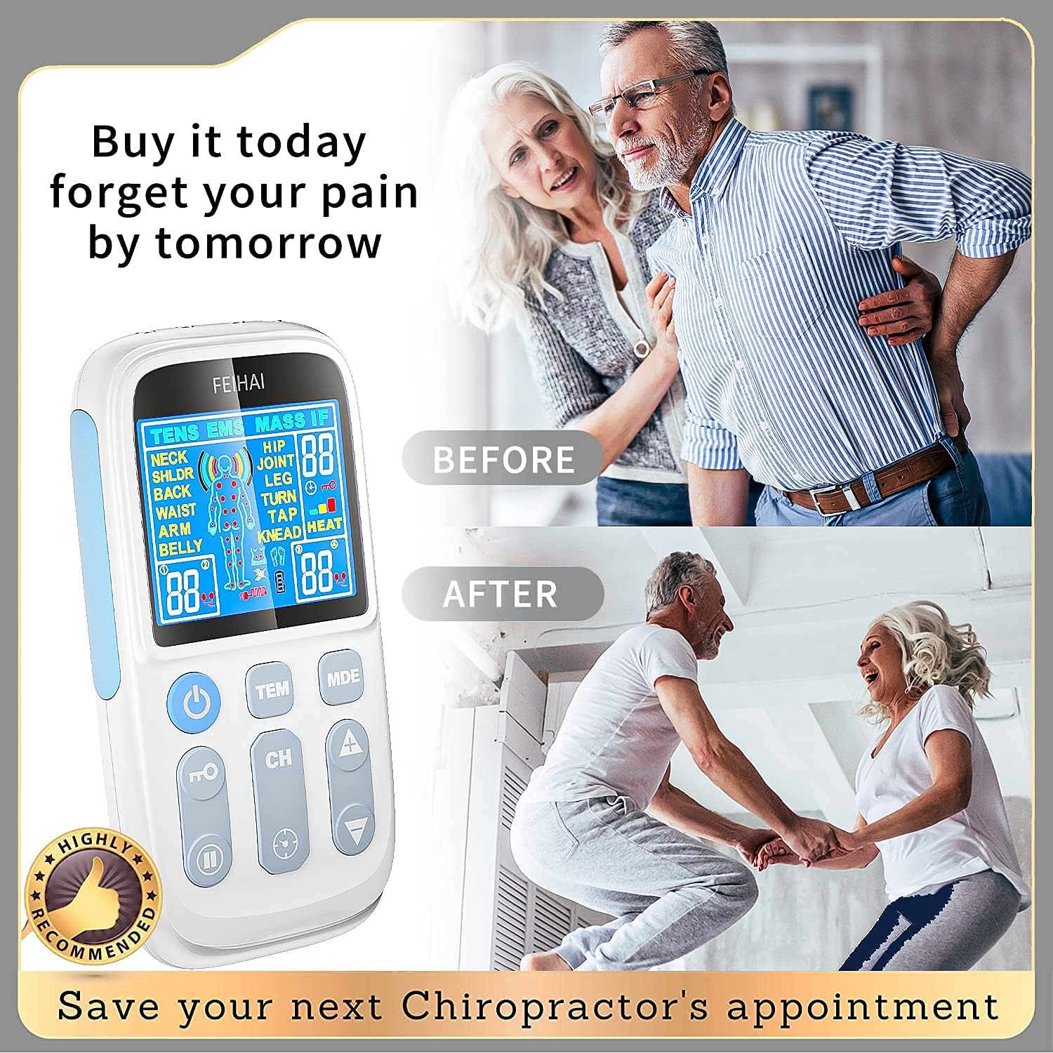 Four Channel TENS EMS Unit 20 Modes Muscle Stimulator for Pain Relief Therapy, Electronic Pulse Massager Muscle Massager with 12 Pads, for Body Building, Neck, Shoulder, Leg, and Arthritis Pain Relief : Health & Household