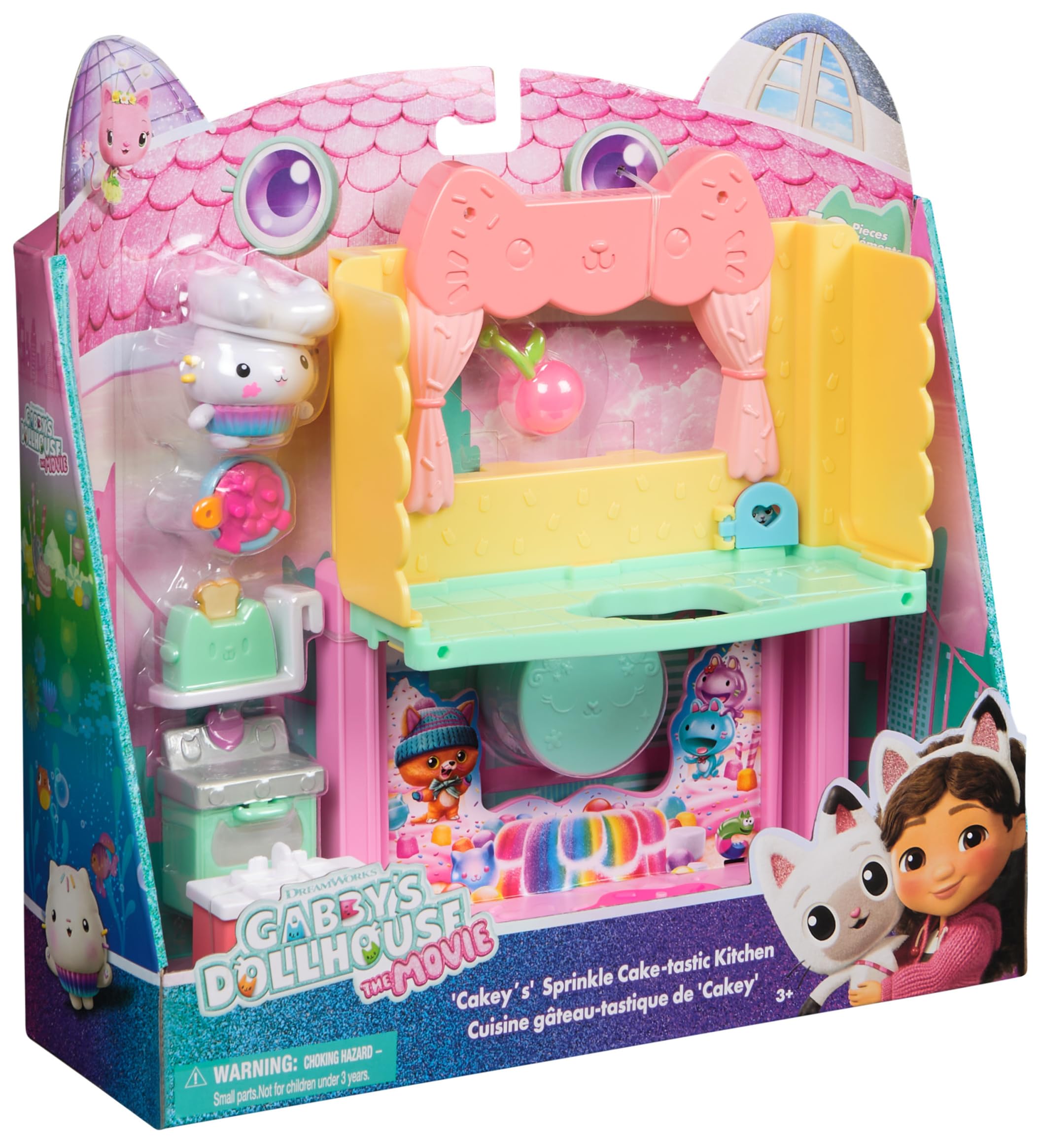 La Casa de Muñecas de Gabby - Pack Cocina de Pastelillo de La Película de Gabby's Dollhouse con Figura + 7 Accesorios + Juguete Sorpresa - Juguetes Niña 3 años + - Regalo Niña 3 años +