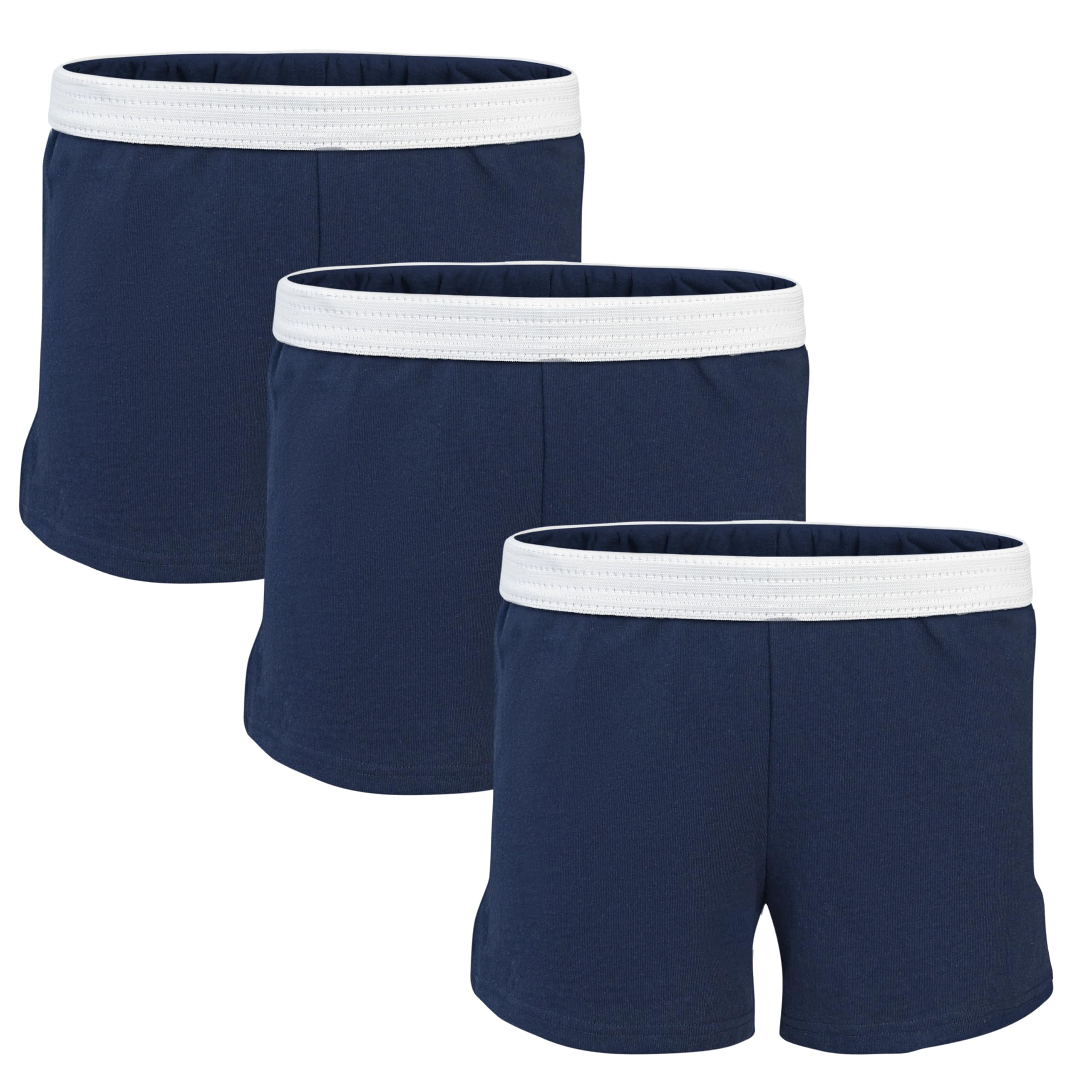 Soffe Youth Girls' Authentic Cheer Shorts, Athletic Cotton Blend, 2.75” Inseam, 3 Pack