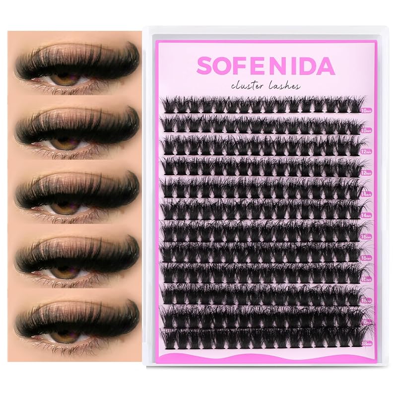 Cílios Postiços em Tufo SOFENIDA 80D com Curvatura D, 10–18 mm, Comprimentos Mistos