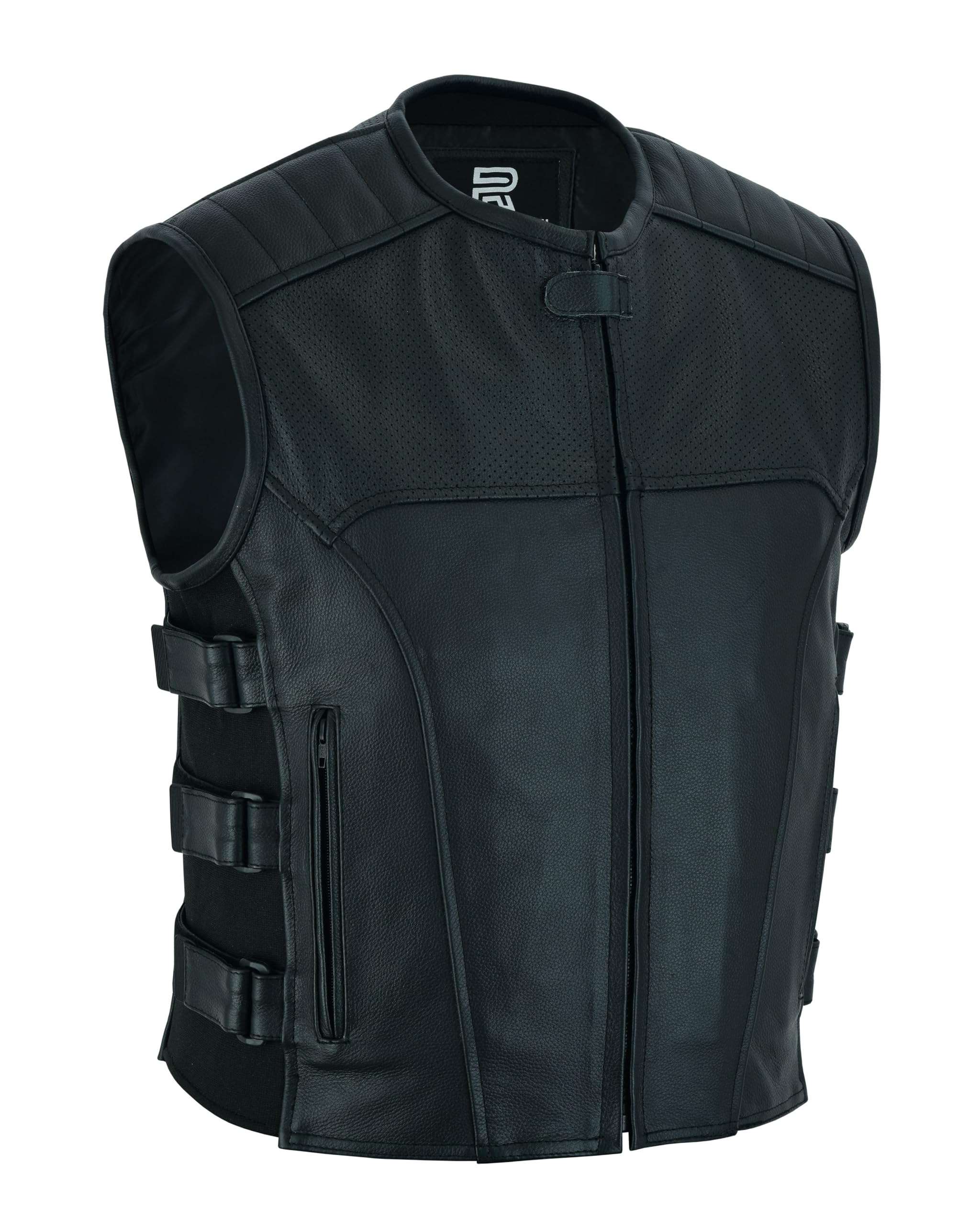 RAXUS K-20 Gilet da moto in pelle da uomo in vera pelle