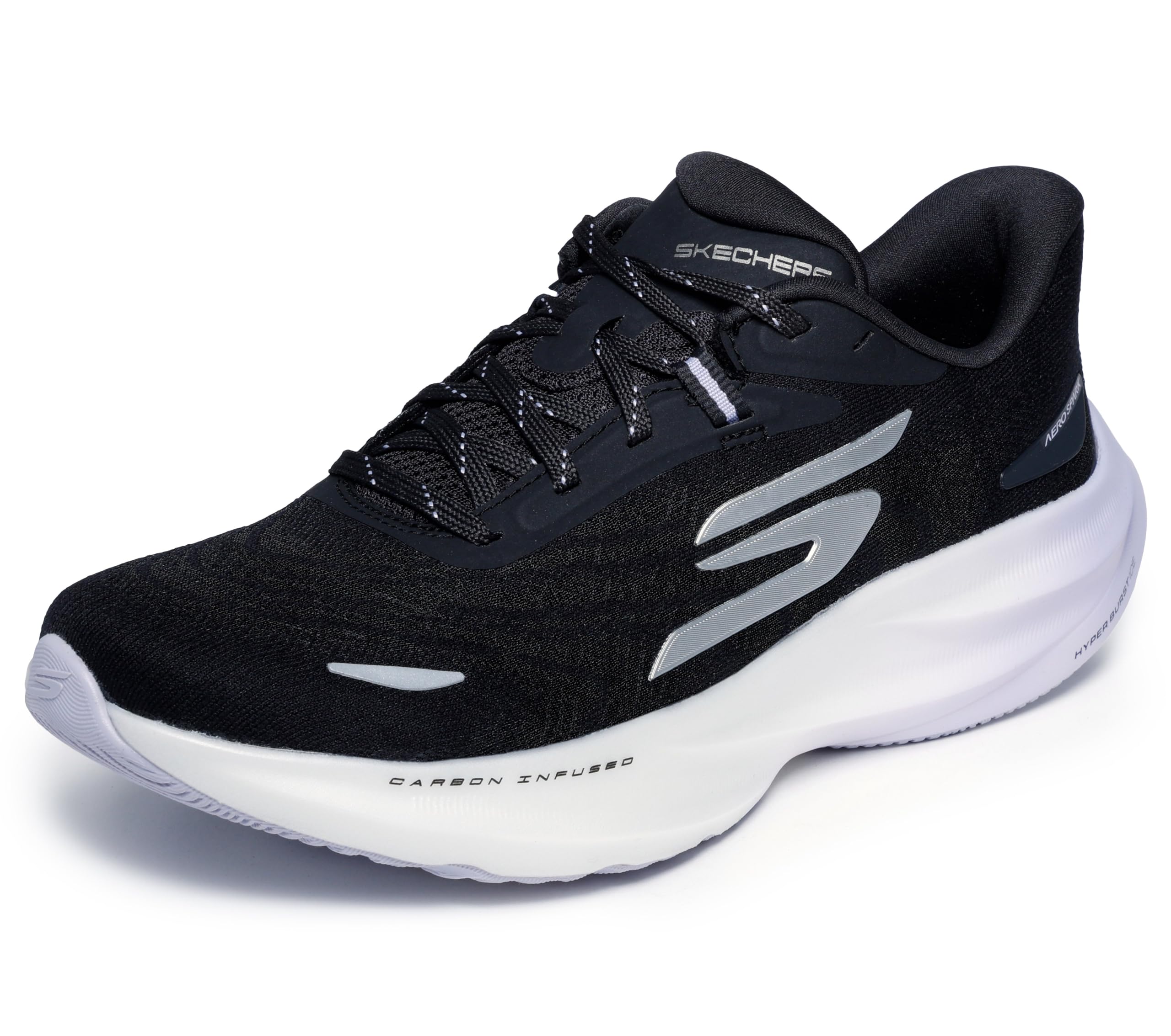 Skechers Women's Aero Spark Running Trainer, Black/White, 4.5 UK