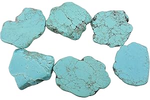 COIRIS 10pcs Natural Flat Turquoise Stones: Handmade Jewelry-Making Accessory
