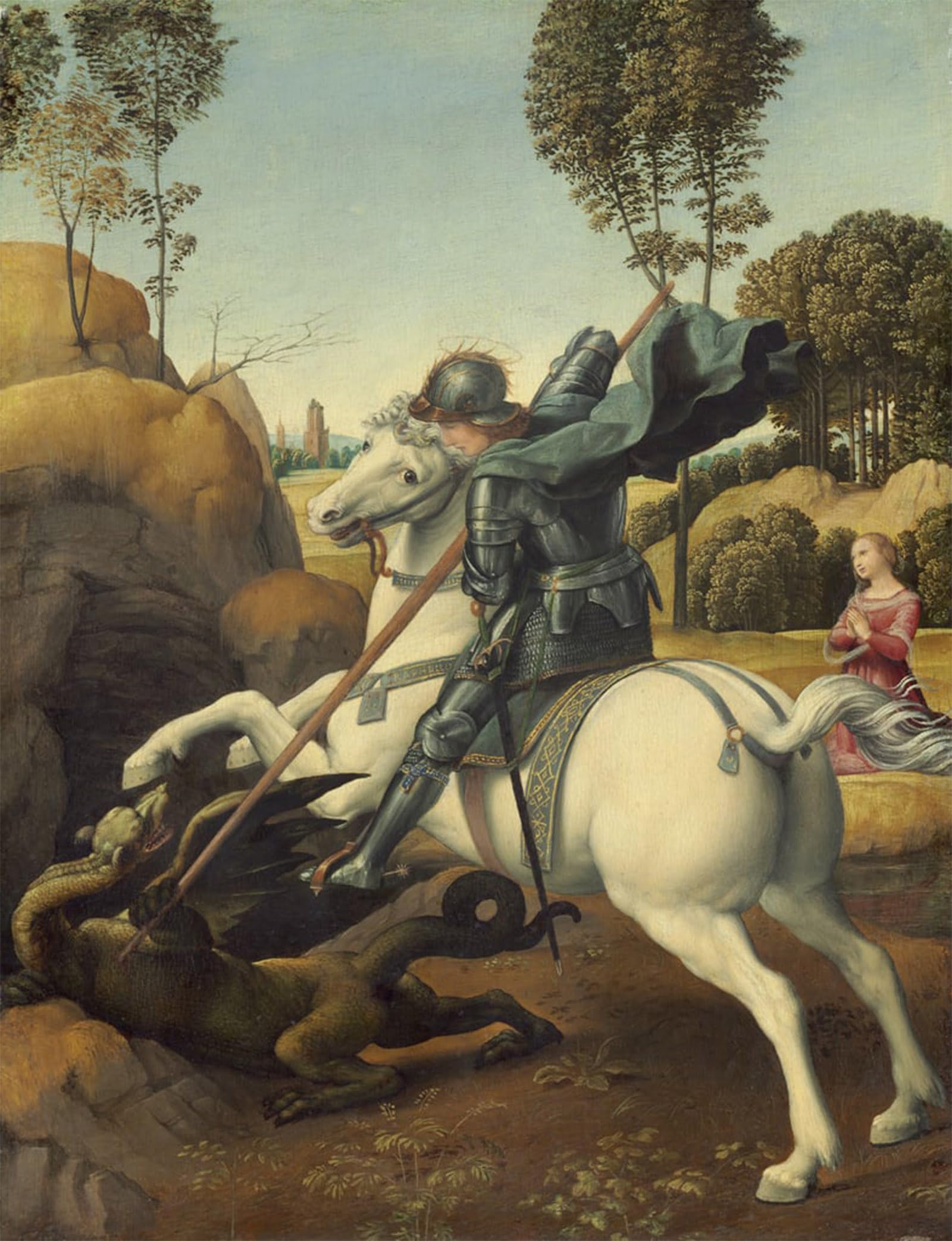 POSTERIIk Famous Animal Posters Vintage Picture Saint George and the Dragon by Raphael Modern Wall Decor for Home Decor 60x90cm