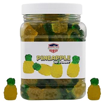 American Best Food 3D Fruit Gummy Candy in Jar, 1.5 Pound Pineapple